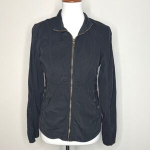 XCVI WEARABLES Laced Up Micro Corduroy Jacket SM Ruched Black‎ Goth Grunge